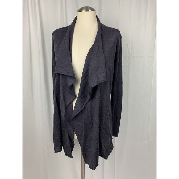 Eileen Fisher Charcoal Gray Waterfall Cardigan Sweater Merino Wool SZ XS READ! - Picture 1 of 10